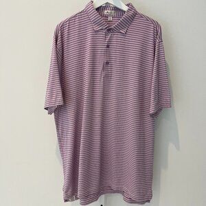 PETER MILLAR PURPLE COTTON STRIPED POLO SHIRT SIZE XL